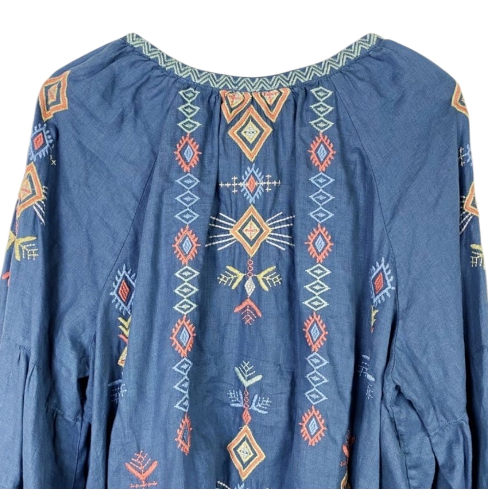 Johnny Was bell sleeve linen tunic size XS - Picture 6 of 7